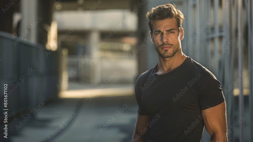An assertive and attractive young man poses in a city environment, radiating confidence with a modern urban backdrop. An assertive and attractive young man poses in a city environment, radiating confidence with a modern urban backdrop.