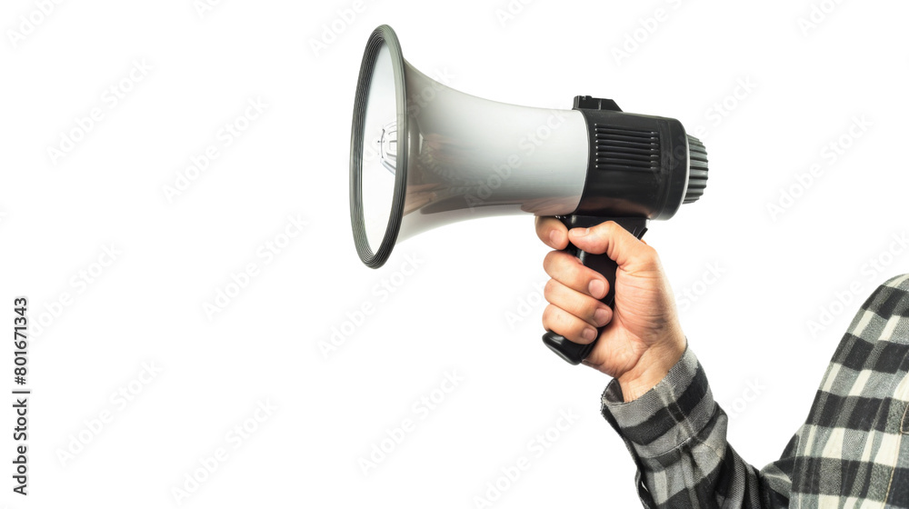 Naklejka premium Hand holding a megaphone