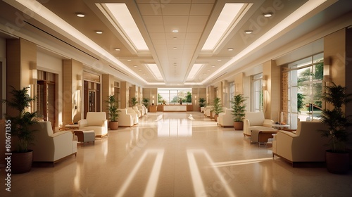 Interior of luxury hospital hall Generative AI