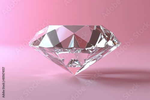 3D render of a diamond isolated on pink backdrop  illustration