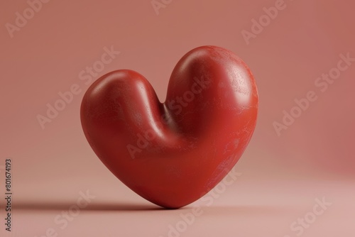 3D render of heart statue isolated on red backdrop, object, illustration photo
