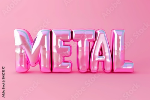 3D render the pink word "METAL" isolated on pink background, letters