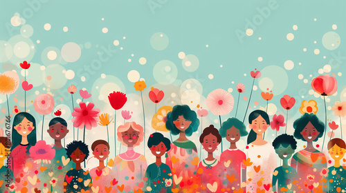 women from different ethnicities for an diversity Mother's Day global culture flowers