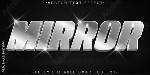 Shiny Silver Mirror Vector Fully Editable Smart Object Text Effect