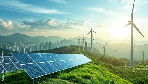 🌞 Solar Panels and Wind Turbines for Clean Energy 🌱 Renewable Solutions for a Healthy Environment 🌎 Green Technology for a Sustainable Future 💨 Clean and Efficient Power Generation ⚡️