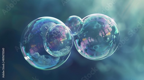 An enchanting image of two bubbles, floating side by side, representing the delicate and ephemeral nature of best friendships on National Best Friends Day. photo