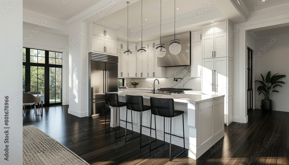 Modern minimalist kitchen interior concept with white design elements clean lines and simple decor emphasizing spaciousness and functionality for a sleek look. Modern minimalist kitchen interior concept with white design elements clean lines and simple decor emphasizing spaciousness and functionality for a sleek look.