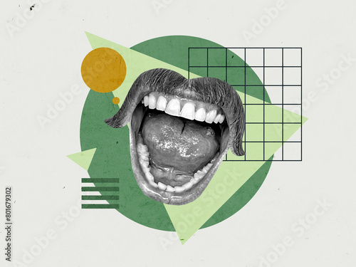 Geometric Creative Art Collage Poster Post Card Modern Texture Background Copy Space 