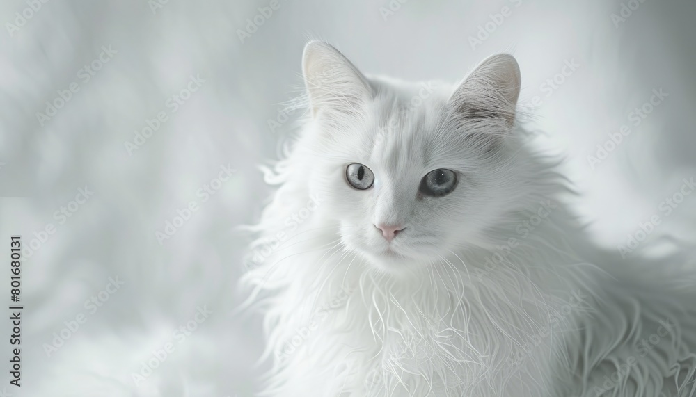 White Cat in Professional Photo Studio 📸 Relaxed Pose with Fluffy Fur and Captivating Eyes - Ideal for Stock Photos Showcasing Pets, Studio Photography, and Animal Portraits in High Detail White Cat in Professional Photo Studio 📸 Relaxed Pose with Fluffy Fur and Captivating Eyes - Ideal for Stock Photos Showcasing Pets, Studio Photography, and Animal Portraits in High Detail