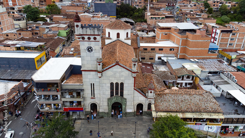 Saint Anthony of Prado, Medellin - Colombia. April 28, 2024. The township begins its development in the Republican era in 1860, Aerial photography with drone photo