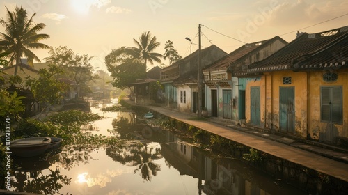 A peaceful village in sunrise photo