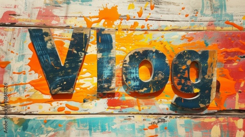 The word Vlog created in Altered Art.