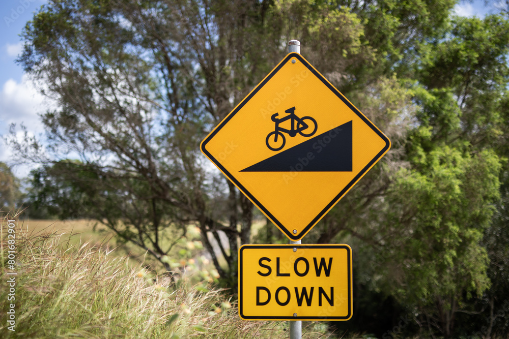 Slow down sign