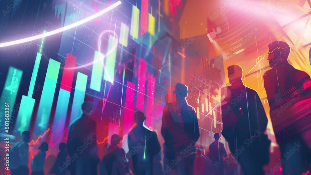 custom made wallpaper toronto digitalStock market abstract finance background with motion graph, chart bars and financial information.