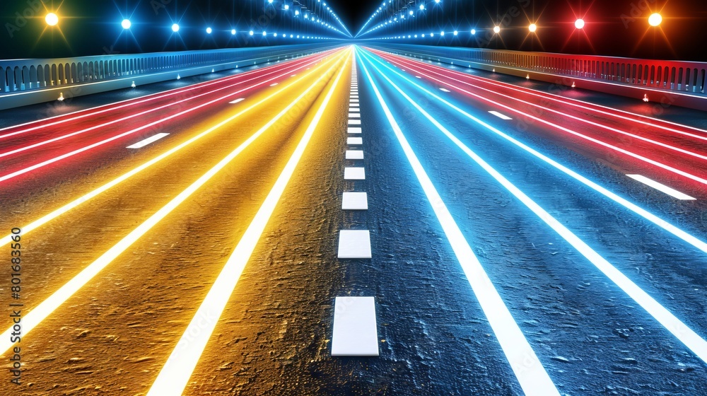 Business data analytic with intelligent software isolated in dark background, with glowing colorful line of transportation, concept of technology business and network Business data analytic with intelligent software isolated in dark background, with glowing colorful line of transportation, concept of technology business and network