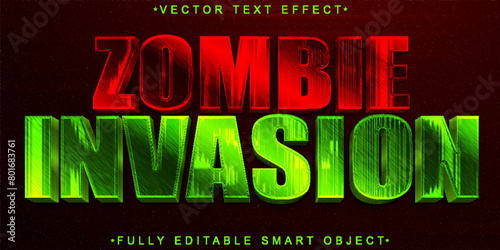 Shiny Zombie Invasion Vector Fully Editable Smart Object Text Effect