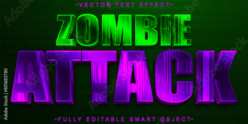Shiny Zombie Attack Vector Fully Editable Smart Object Text Effect