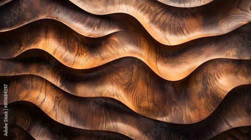 Wood artwork background – abstract wood texture with wave design forming a stylish harmonic background