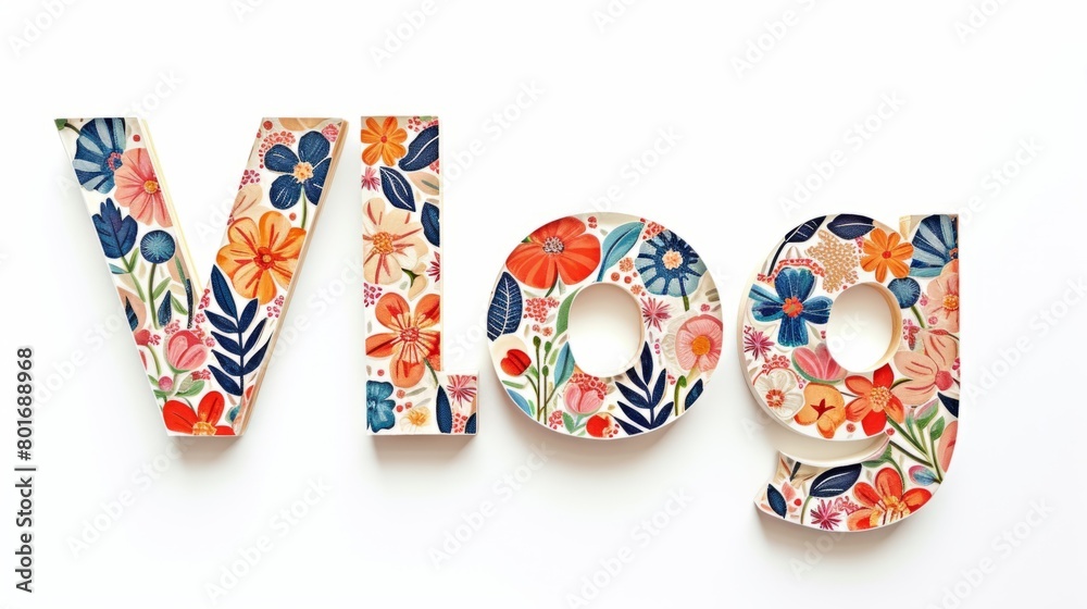 The word Vlog created in Floral Lettering.