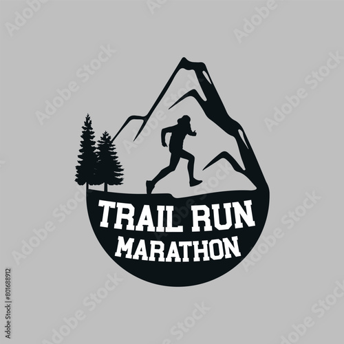 Trail Run logo vector graphic of illustration