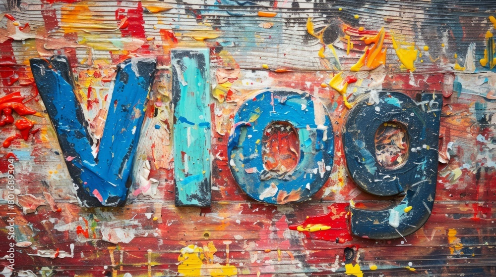 Obraz premium Fresco Vlog concept creative art poster.