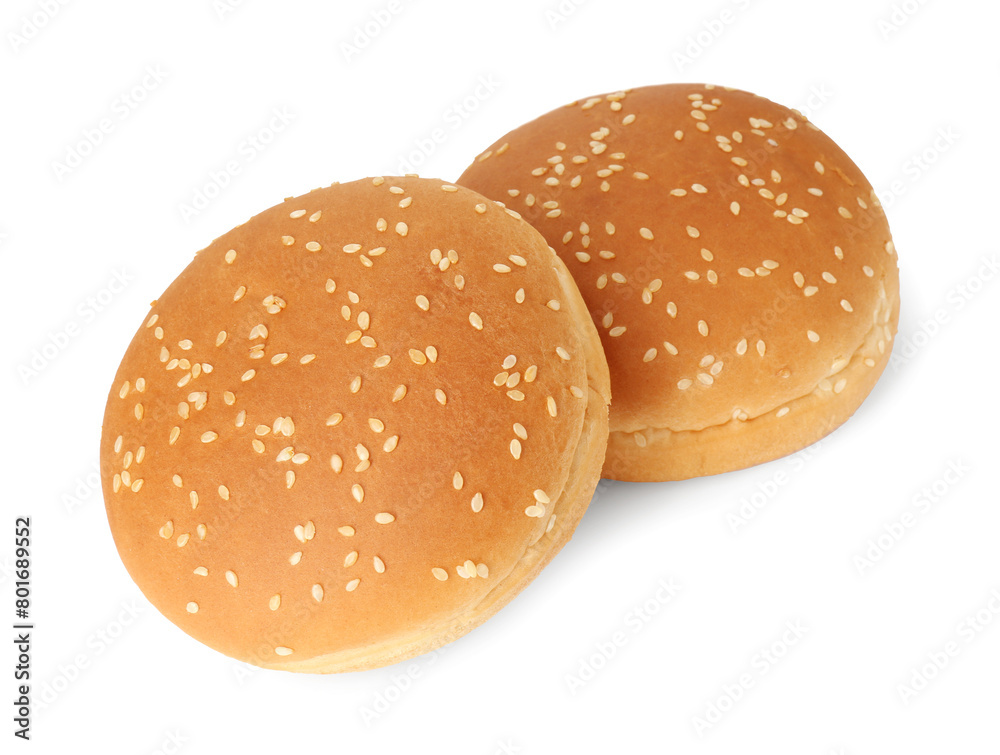 Two fresh burger buns isolated on white Two fresh burger buns isolated on white