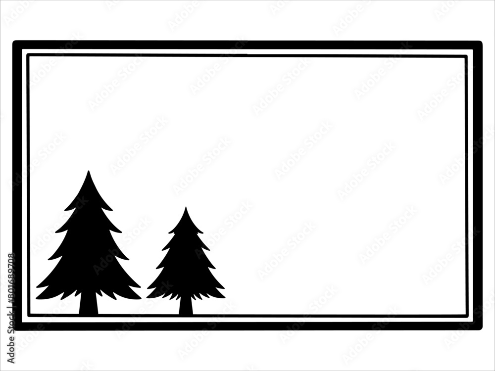 Obraz premium Christmas Tree Frame Line Art