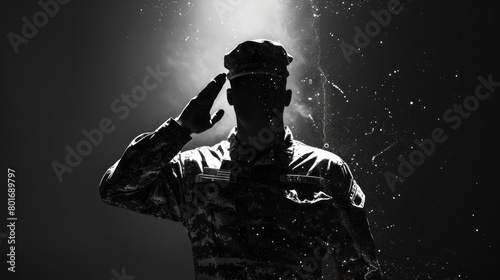 silhouette of a soldier saluting
