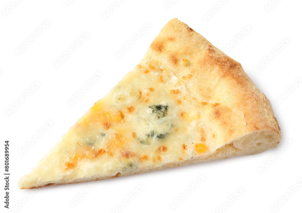 Piece of delicious cheese pizza isolated on white Piece of delicious cheese pizza isolated on white