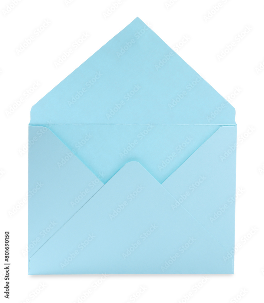 Light blue letter envelope on white background Light blue letter envelope on white background