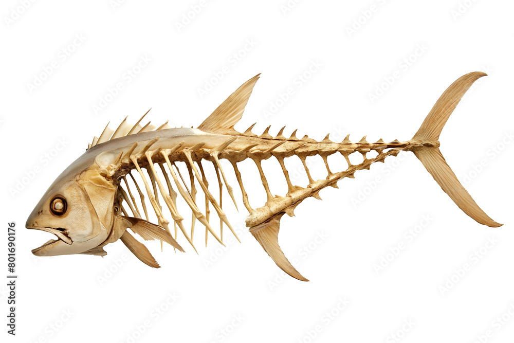 Obraz premium Fish skeleton isolated on white background.
