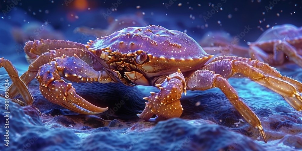 3D Rendered Crab on an Underwater Ocean Bed 3D Rendered Crab on an Underwater Ocean Bed