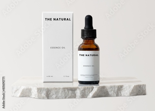 Canvas Print Beauty serum dropper bottle, white paper box, skincare product packaging