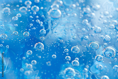 Bubbles in water on blue background  Generative Ai