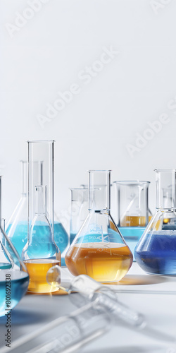 Equipamentos de laboratório de química em um fundo branco limpo photo