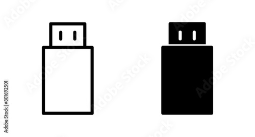 Usb icon vector isolated on white background. Flash disk icon vector