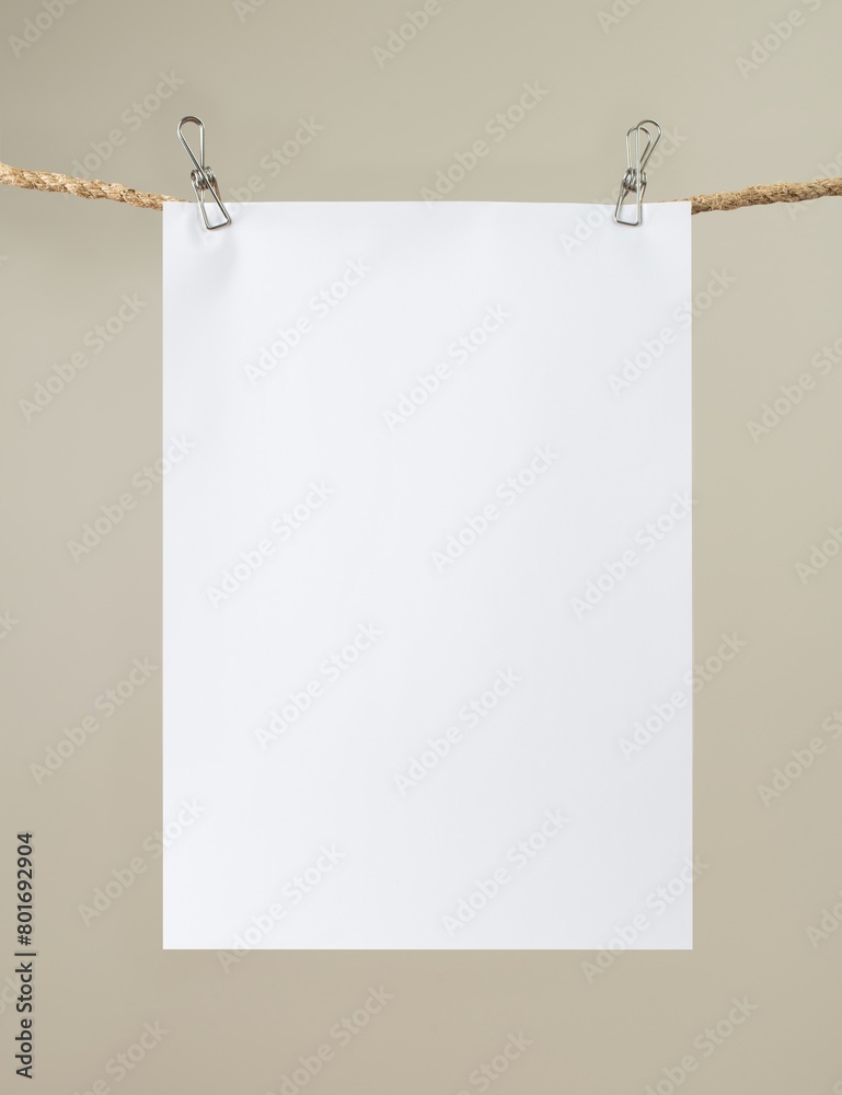 White poster, wall decoration in realistic design White poster, wall decoration in realistic design