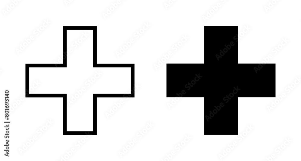 Plus Icon vector isolated on white background. Add plus icon. Addition sign. Medical Plus icon Plus Icon vector isolated on white background. Add plus icon. Addition sign. Medical Plus icon
