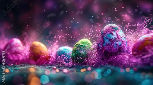 Radiant Revelry: Tennis Ball Splash Amid Easter Eggs