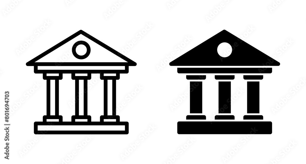 Bank icon vector isolated on white background. bank vector icon, museum, university Bank icon vector isolated on white background. bank vector icon, museum, university