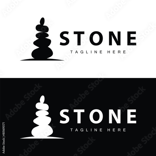 Stone Vector Logo, Stone Design Balance Milestone Vector Templet Symbol Illustration