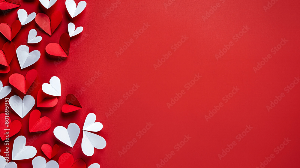 Heart Shaped Paper with Red and White Color on Red Background Heart Shaped Paper with Red and White Color on Red Background