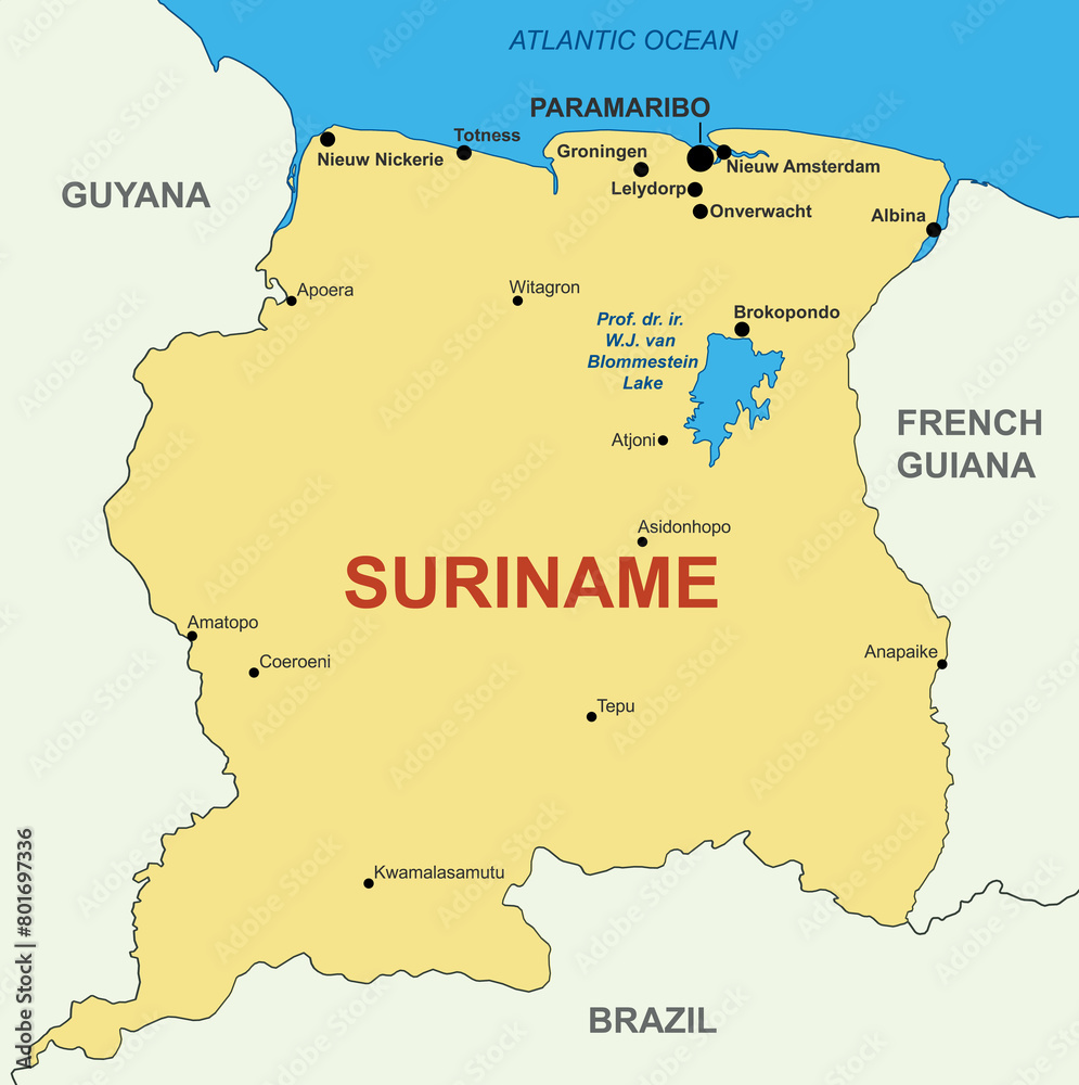 Naklejka premium Republic of Suriname Map