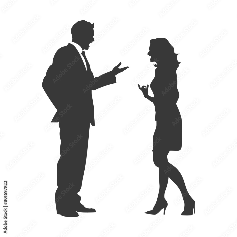 silhouette boss shouts at women employee full body black color only silhouette boss shouts at women employee full body black color only