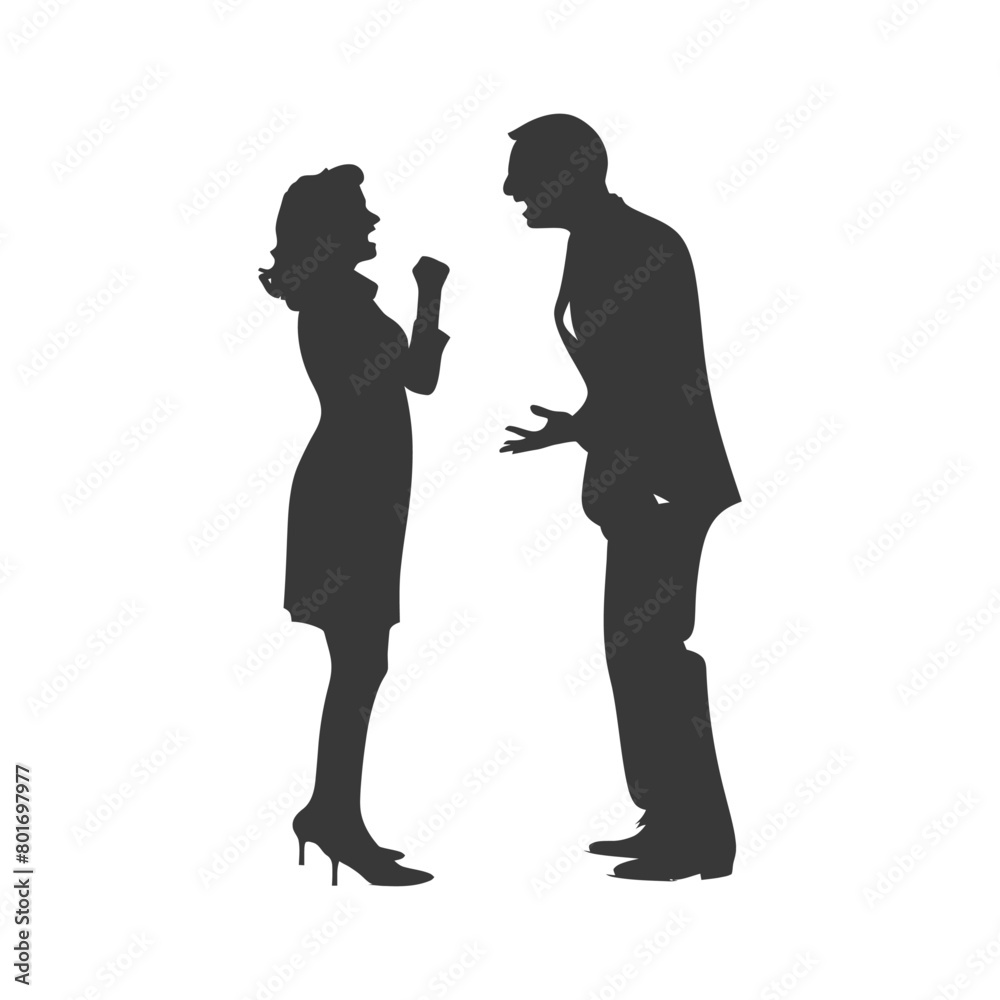 silhouette boss shouts at women employee full body black color only silhouette boss shouts at women employee full body black color only