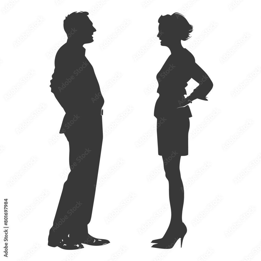 silhouette boss shouts at women employee full body black color only