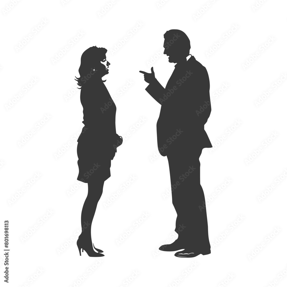 silhouette boss shouts at women employee full body black color only silhouette boss shouts at women employee full body black color only