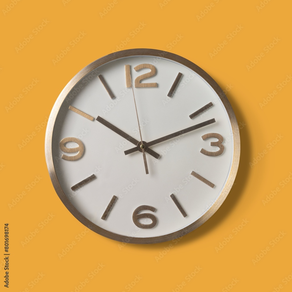 White round clock, realistic wall decoration design White round clock, realistic wall decoration design