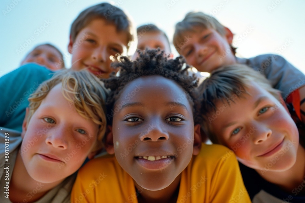 custom made wallpaper toronto digitalPortrait of group of smiling kids looking at camera against blue sky