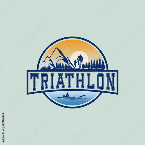 Traithlon logo vector graphic of illustration